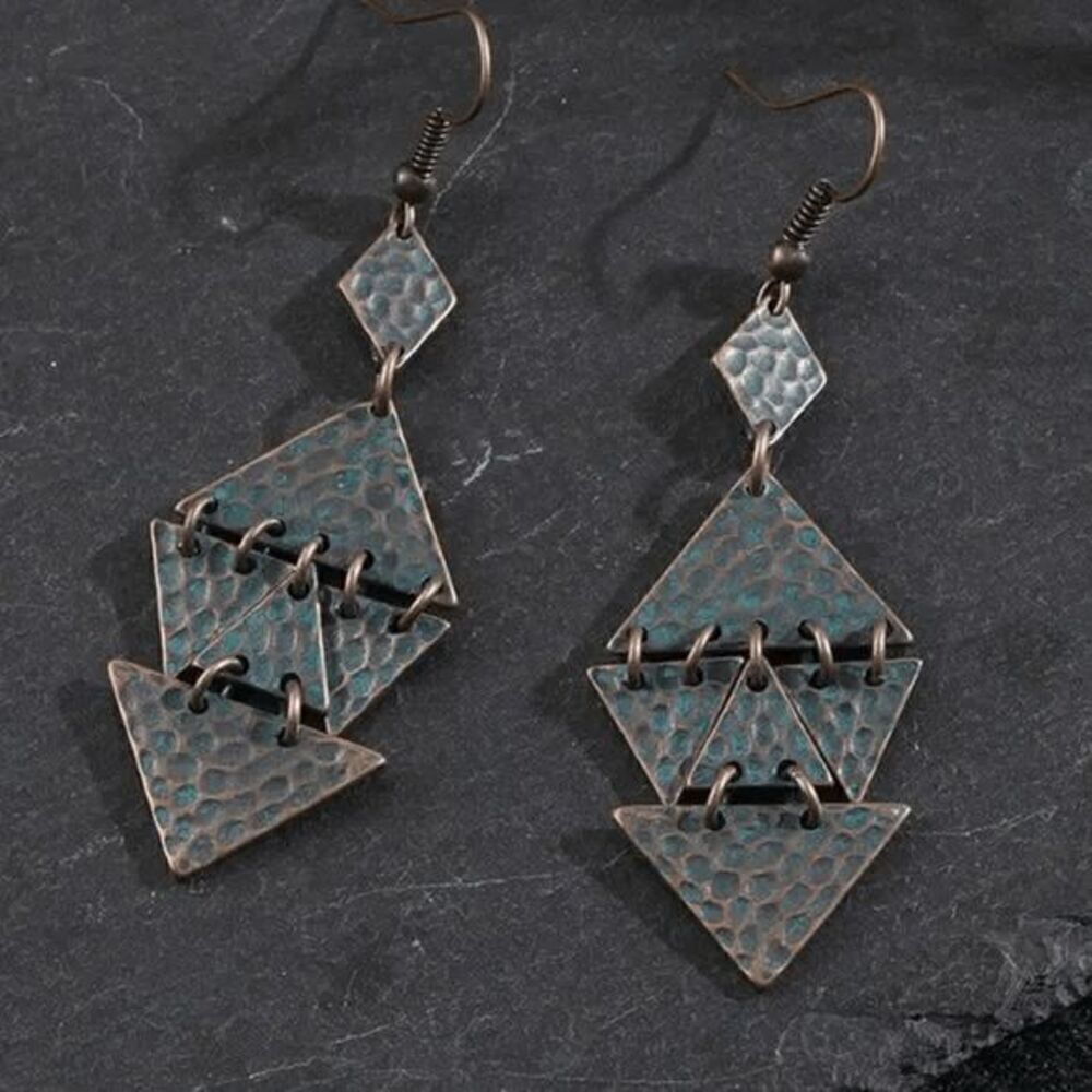 Boho Triangular Dangle Earrings - Picture 5 of 8